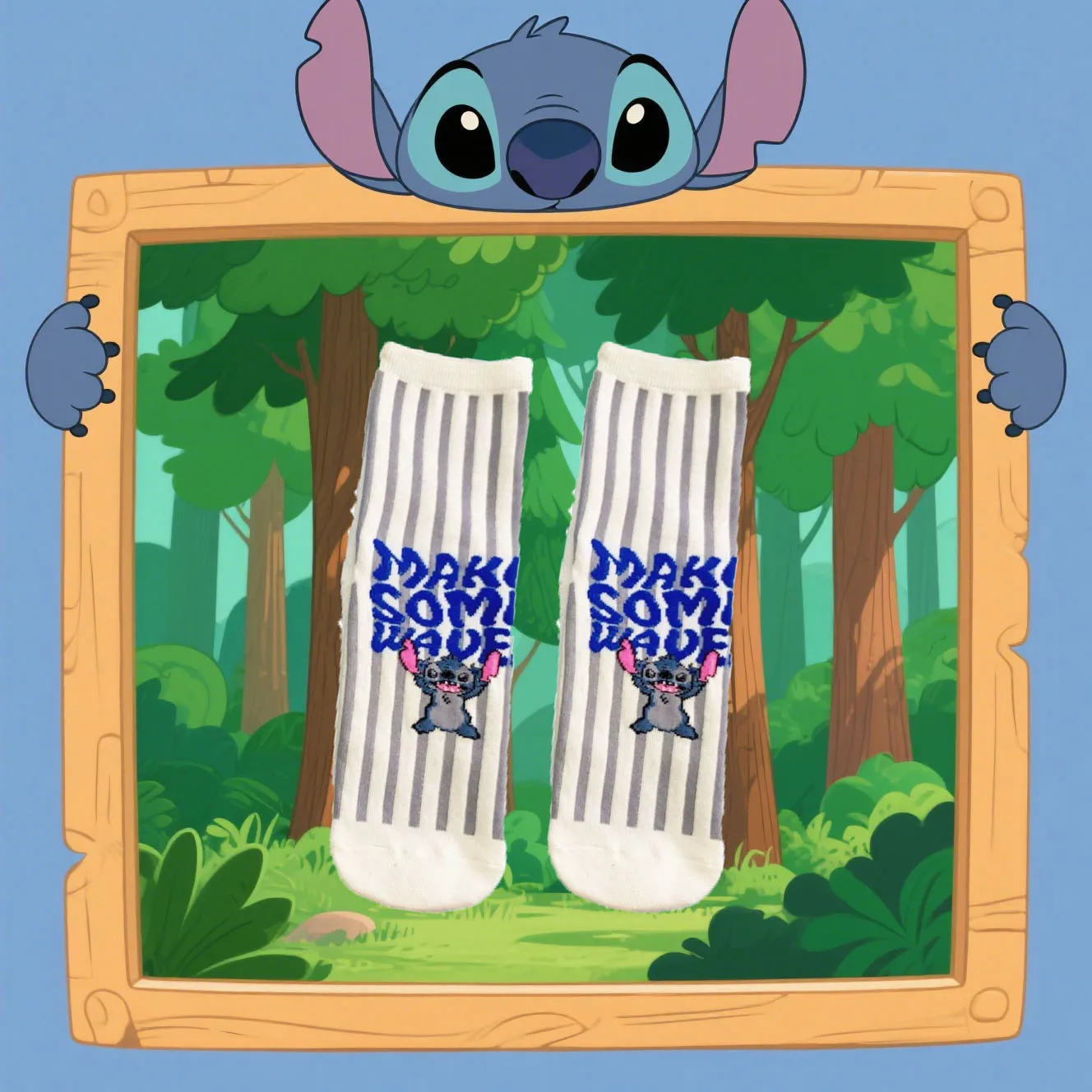 1/3/4/5 Pairs of Stitch Cartoon Cute Knitted Mid-Calf Socks Unisex