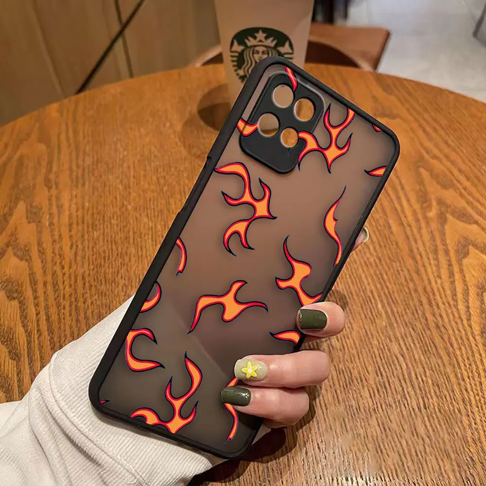 Matte Flames Pink Fire Print Matte Case for Realme C15 C20 C21 C30 C31 C33 C35 C55 V15 V25 X7 XT MASTER NARZO 50 50A Case Funda