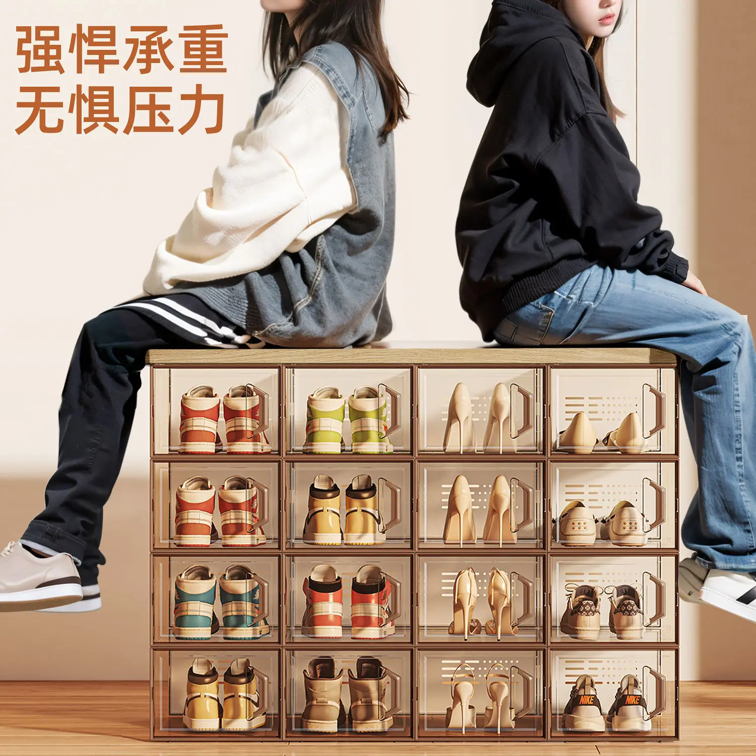 Clear Plastic Shoe Boxes with Lids, Stackable, Dustproof Organizer for Bedroom, Shoe Cabinet & Study Display