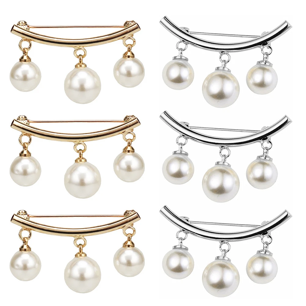 6 قطعة بروش اللؤلؤ المعدني خمر تصميم الملابس الحساسة دبوس ل وشاح شال منديل تي شيرت الخصر تحديد Peal الثدي دبابيس