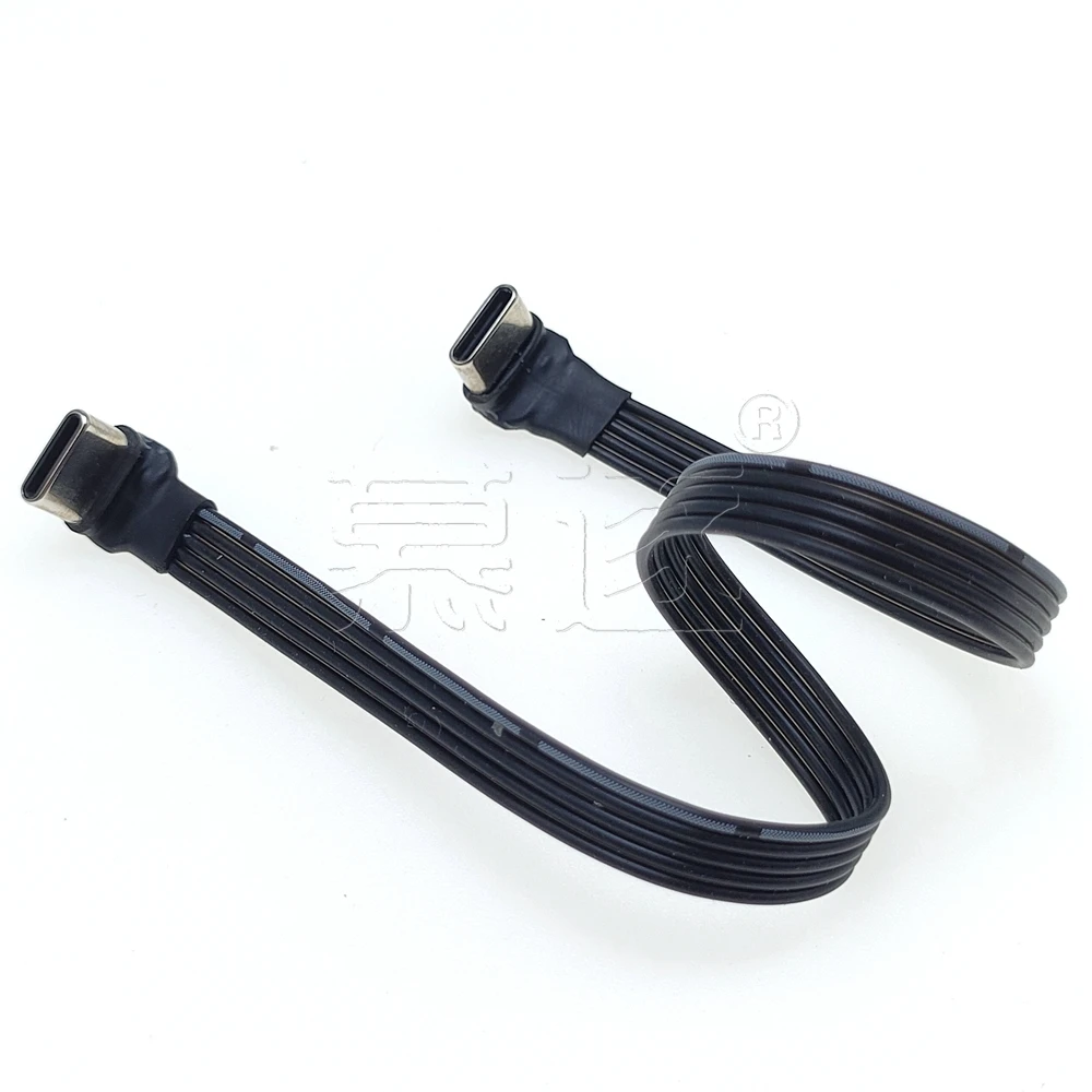 Imagen 5: USB 2,0 USB C banda Cable plano arriba abajo en ángulo USB 2,0 tipo C Cable de datos de carga rápida Cable extensor macho/hembra para PC TV USB