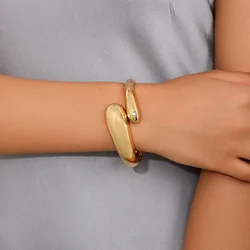 Trendy Bracelet For Women Cuff Bangles Exaggerated Personality Heavy Metal Smooth Surface Wrapped Around Water Droplets B062
