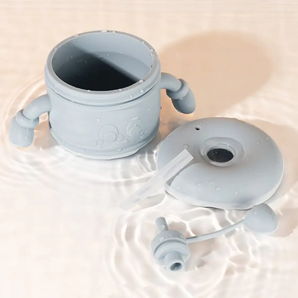 Creatieve Baby Training Cup Lekvrij Draagbare Peuters Stro Waterfles Antislipgreep met Deksel Drinkbekers met Rietjes