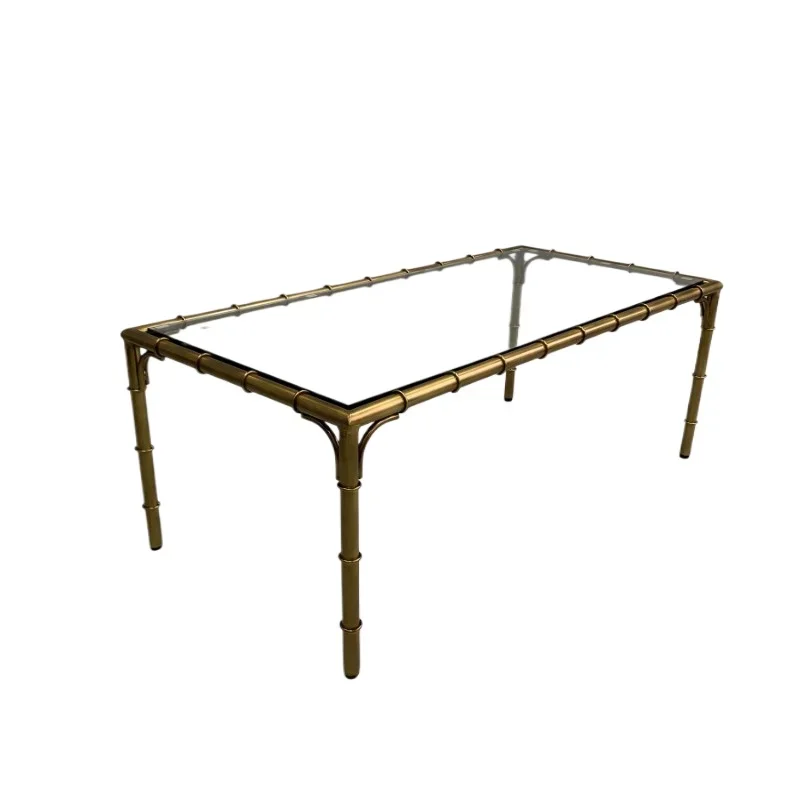 

American retro bamboo all copper coffee table villa hotel model room exhibition hall large flat floor designer living