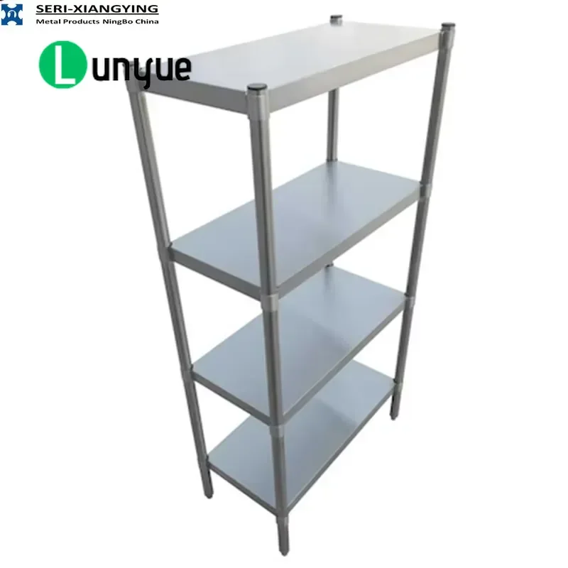 NSF Approved 4 Layer Stainless Steel Commercial Kitchen Storage Flat Shelf Adjustable Heavy Duty Rack for Restaurant