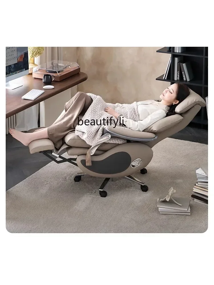 cqyGenuine Leather Executive Chair Office Computer Chair Ergonomic Comfortable Reclining Office Electric Massage Chair furniture