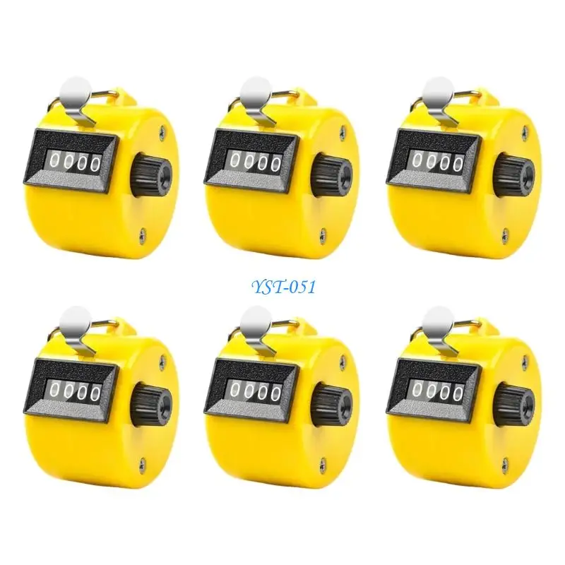 E15A Attendance Counter Pack 6 Pack, 4 Number Finger Press Counter with Side Knob for Teachers and Staff Records Daily