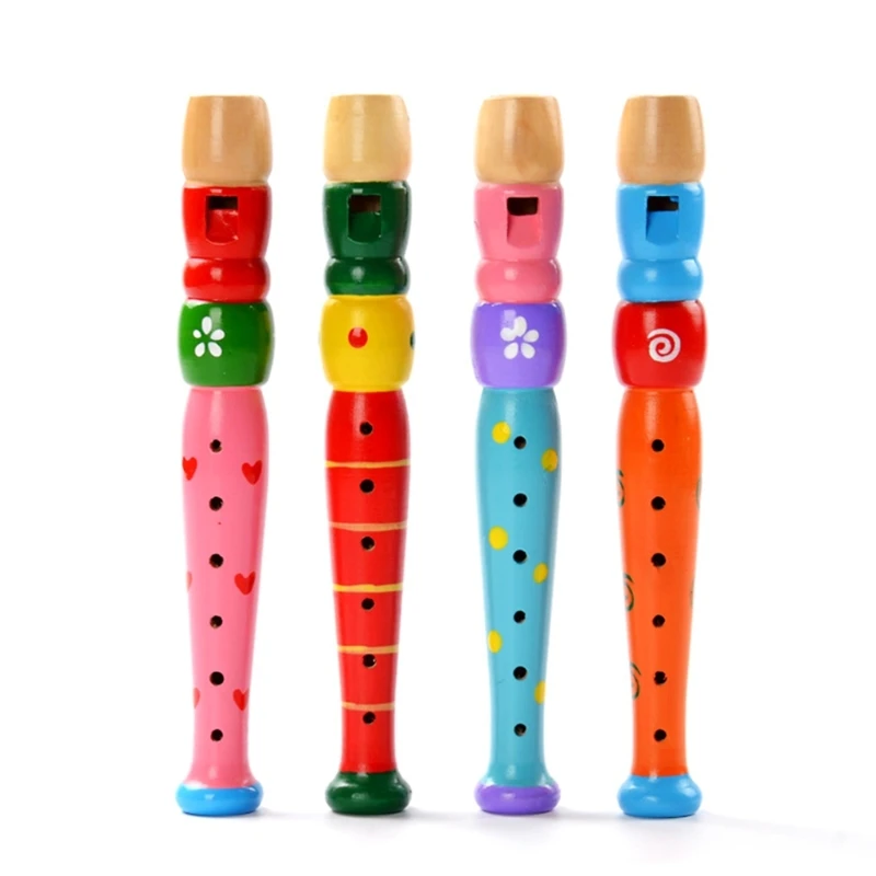  652D Colorful Wooden Flute Musical Instrument for Children Early Learning Educational Music Sound Toys Kids Wooden Recorders