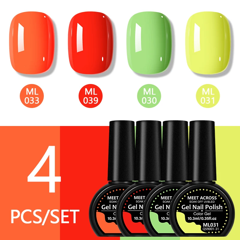 4PCS 10.3ml Gel Nail Polish Set Macaron Blue Colors UV LED Soak Off Long Lasting High Pigment Nail Art Manicure HEMA/TPO FREE