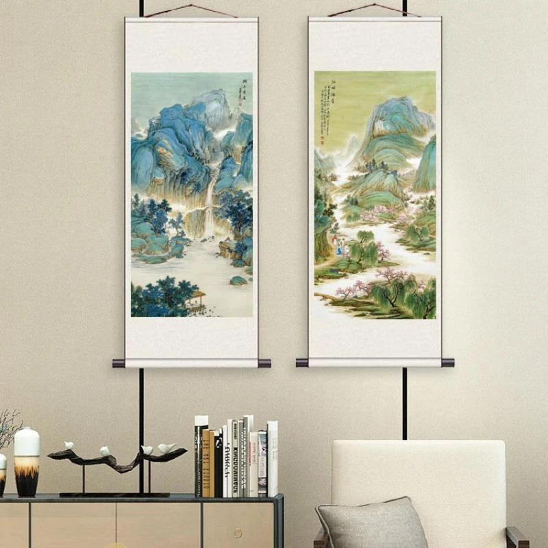 

Chinese Style Landscape Scroll Wall Paintings Vintage Room Decor Aesthetic Posters Home Office Decoration Hanging Wall Art