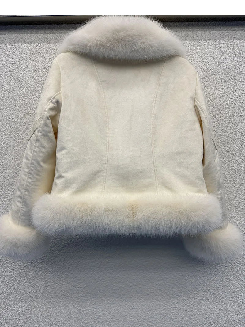 ZADORIN Luxury Designer Suede Cotton Padded Plush Faux Fur Coat Woman Clothing Winter Lapel Furry Jacket Short Fur Faux Coat Top