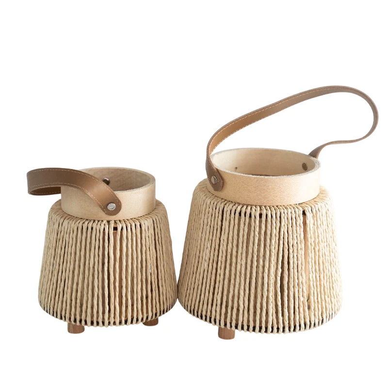 Environmentally friendly Chinese woven candlestick lantern handwoven round lantern home decoration