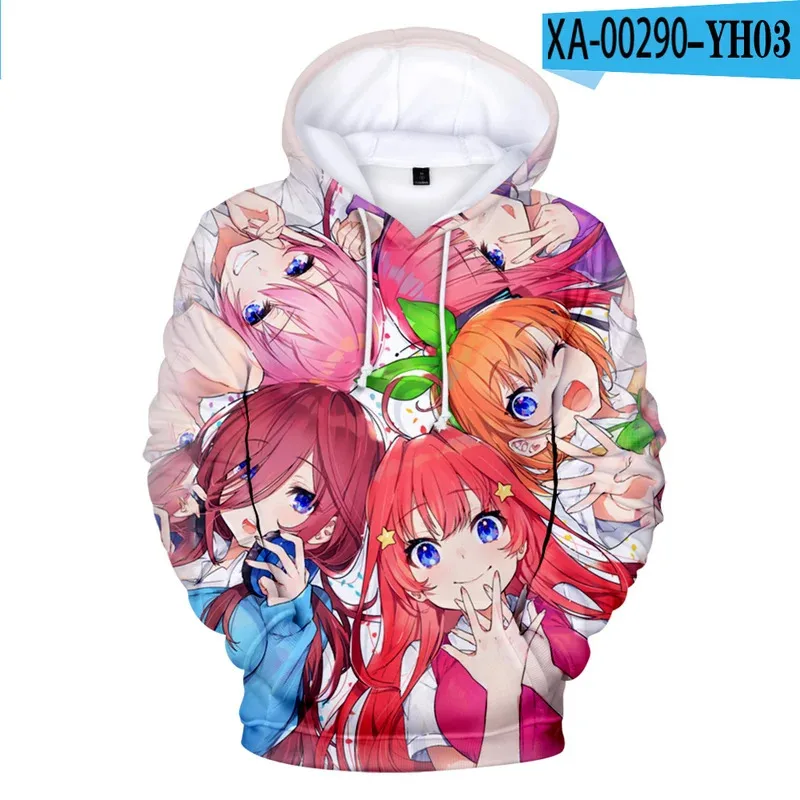 2025 yiyi3D Nakano Miku Pakaian Anak Laki-Laki Perempuan Kawaii Manga Hoodies Anak-anak Sweatshirts The Quintessential Quintuplets Hoodie Pria Wanita
