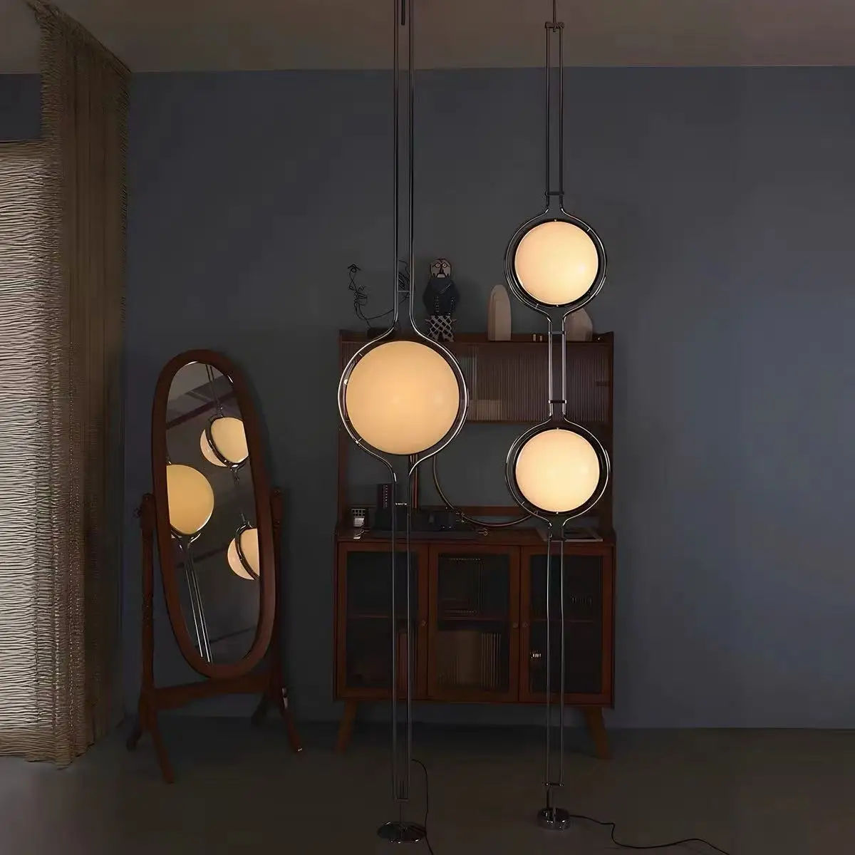 Medieval Retro Bauhaus LED Floor Lamp White Acrylic Lampshade Garrault Art Creative Light for Bedroom Home Decoration Chandelier
