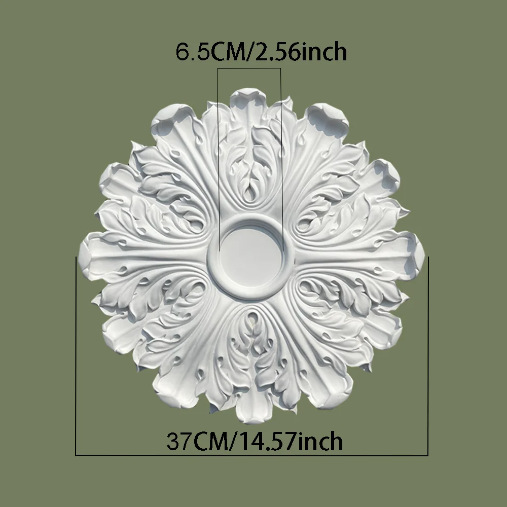 Circular Floral Embossed PU Polyurethane Ceiling Ornament European Classic Style Imitation Gypsum Art Panel Home Indoor