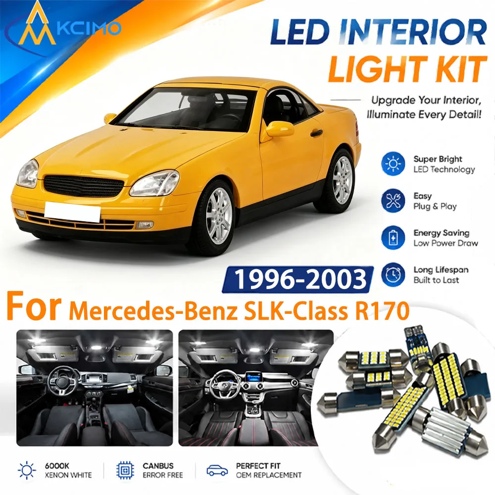 Full Cabin Interior LED Light Kit for Mercedes-Benz SLK-Class R170 1996-2003, Replace Dome Map Lamps to Boost Cabin Visibility