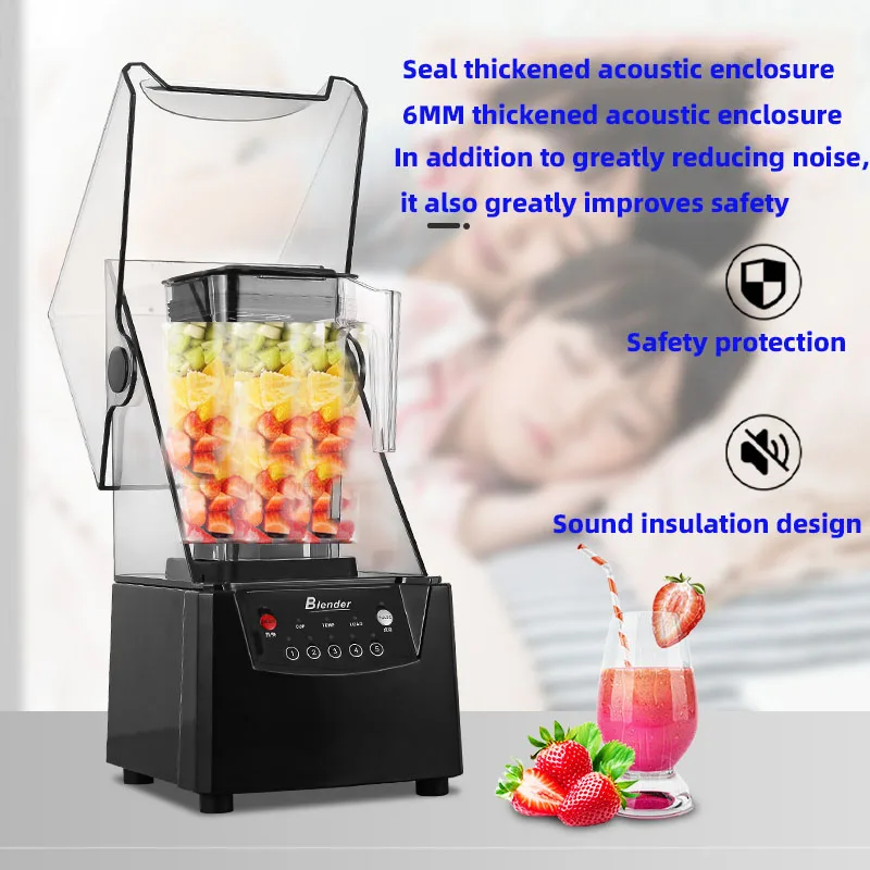 Export Heavy Duty Commercial Blender Household Food Machine Wall Ice Breaker Smoothie Fruit Juicer Blender With Enclosures