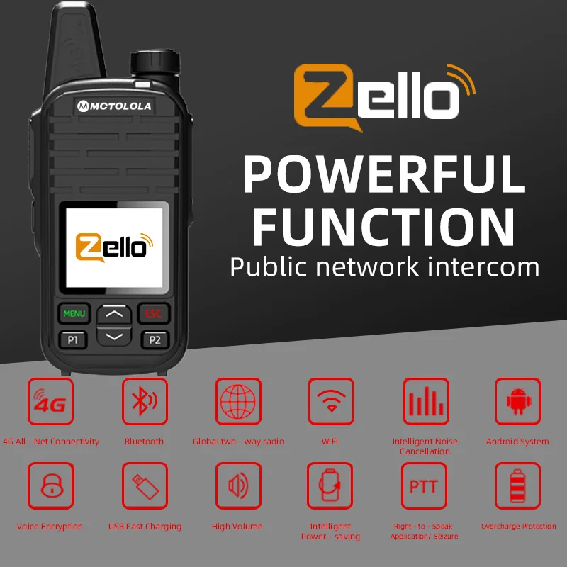 MOTOLOLA 2G 3G 4G Zello POC جهاز اتصال لاسلكي محمول Android Bluetooth WiFi Global PTT، تغطية عالمية 5000 كجم
