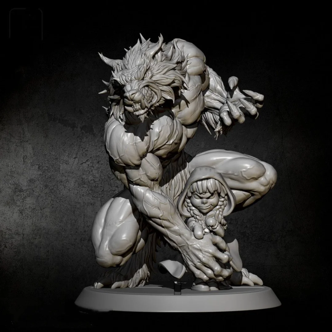 

1/24 Scale 75mm Resin Figure The wolf eloped with Little Red Riding Hood Assemble Model Kit Unassembled Unpainted 3D toy 1290