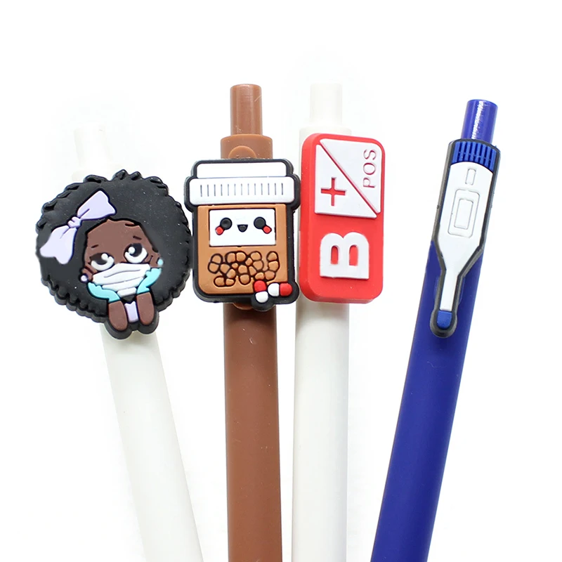 2Pcs Personalized Nurse Pens Funny Cute Nurses Pen Retractable Ballpoint Pen Smooth Writing Pen Cartoon Pressing Neutral Pens