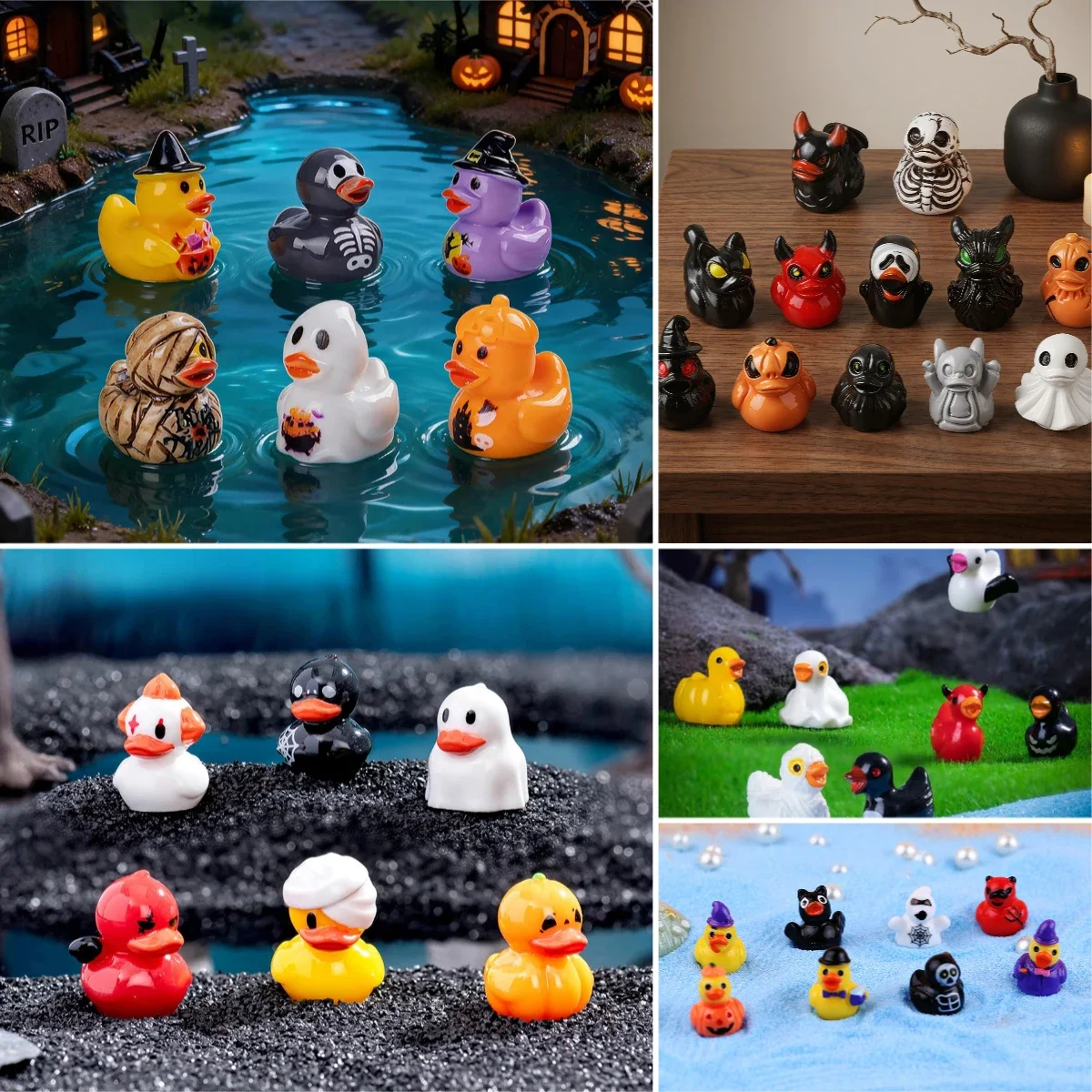 100pcs Wholesale 3D Animals Halloween Duck Resin Charms Home Decoration DIY for Fairy Garden Landscape Dollhouse Accessories