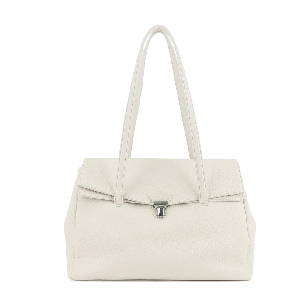 

All-match Genuine Cow Leather Female Long-handle Handbag 2026 Ins Chic Designer White Black 2 Size Women Satchels Tote