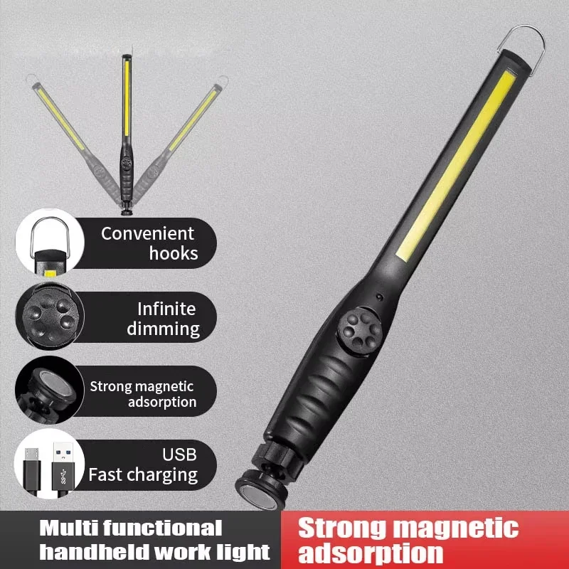 COB ไฟ LED ทํางานแบบพกพาไร้สายแม่เหล็ก LED โคมไฟทํางานไฟตรวจสอบสําหรับบ้าน, ซ่อมรถยนต์, ฉุกเฉิน, โรงรถ