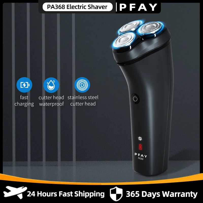 

PFAY PA368 Men's Electric Shaver Rotary Electric Razor for Men 3D Beard Shaving Machine for Men Type-C Rechargeable Beard Timmer