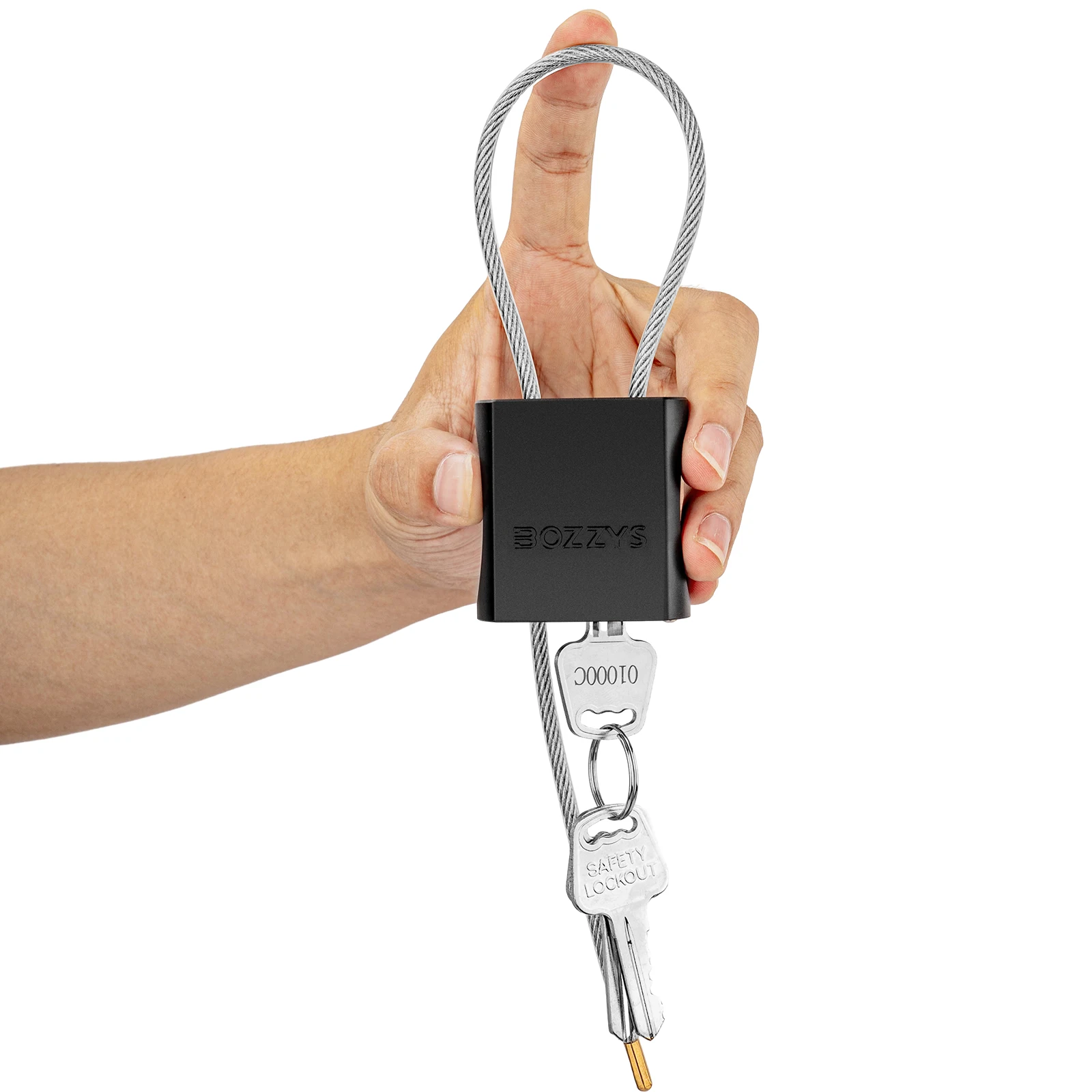 BOZZYS Adjustable Cable Lockout LOTO Locks Industrial Safety Lock With 1m Flexible Cable For Home/Commercial Use