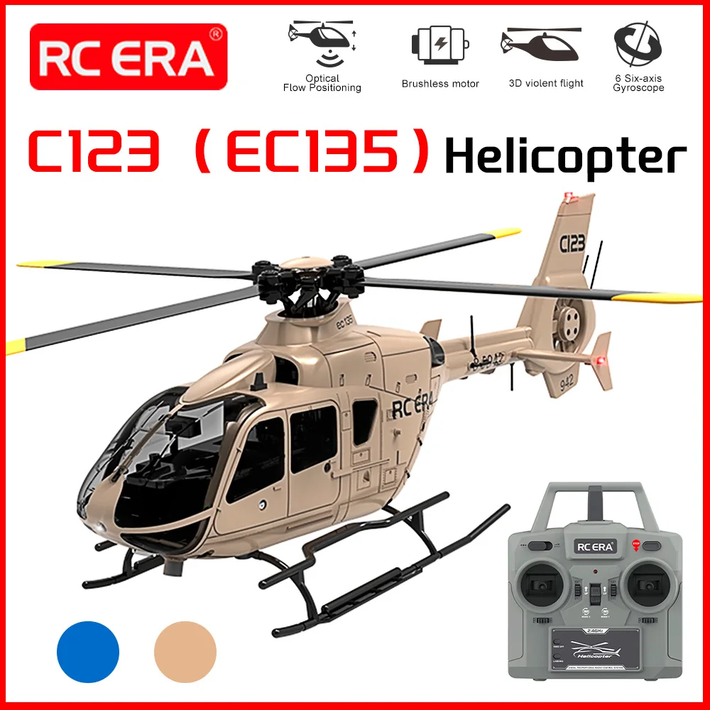 

RC ERA C123 (EC135) Вертолет 6-канальный 6-осевой гироскоп Двойной бесщеточный двигатель с позиционированием потока 3D роликовый самолет с дистанционным управлением