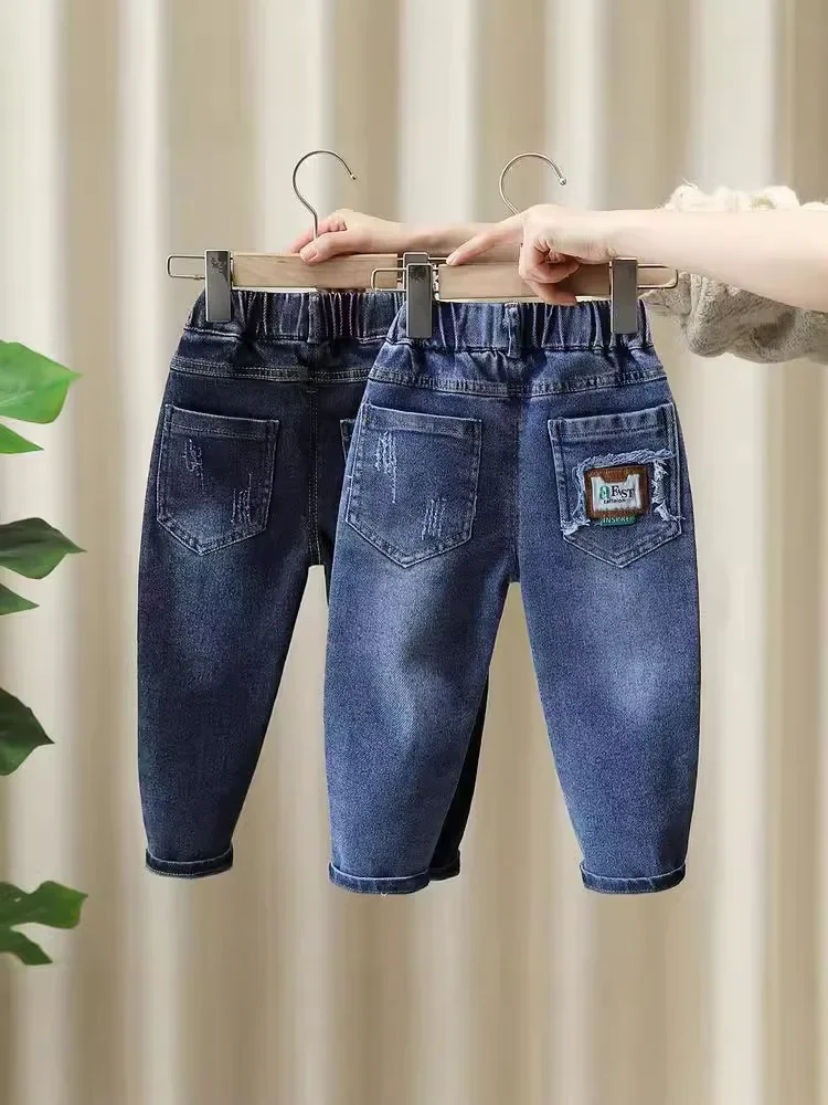 الأولاد سليم صالح الجينز مرونة الخصر المتعثرة الدنيم السراويل 2026 الربيع عارضة بنطال أولادي ل 1-7Y #2
