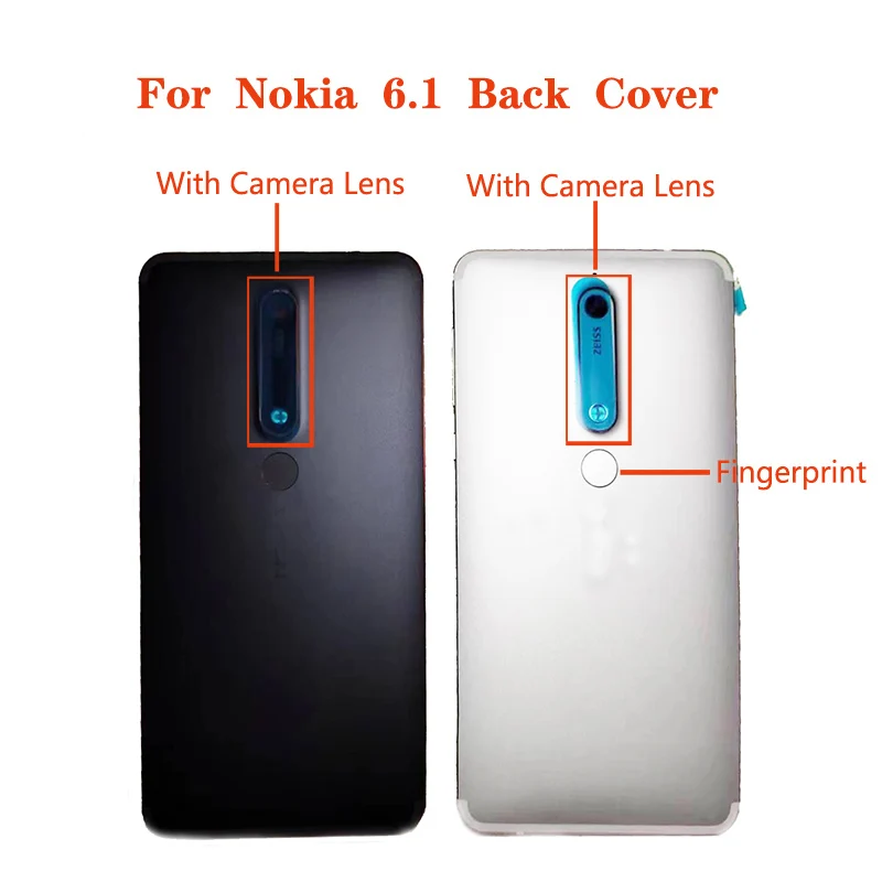 

For Nokia 6.1 Back Battery Cover For Nokia 6.1 TA-1043 TA-1045 TA-1054 TA-1050 TA-1068 Rear Case With Lens Replacement