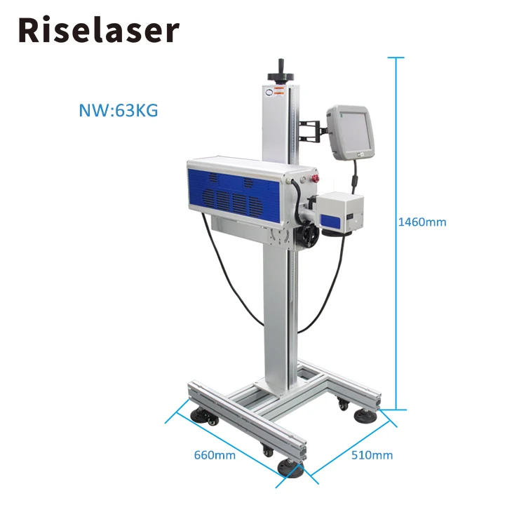 Production Line Flying 30W CO2 Laser Marking Machine Expiry Date Batch Code Laser Printer for Plastic Bags Cable Wire PET Bottle
