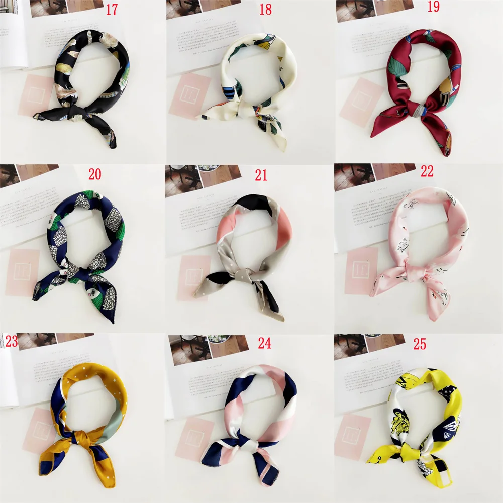 50*50cm Smalll Square Scarf Hair Tie Band For Women\'s Korean-Style Handkerchief Rings Women Elegant Hair New Fashion Neck Scarf