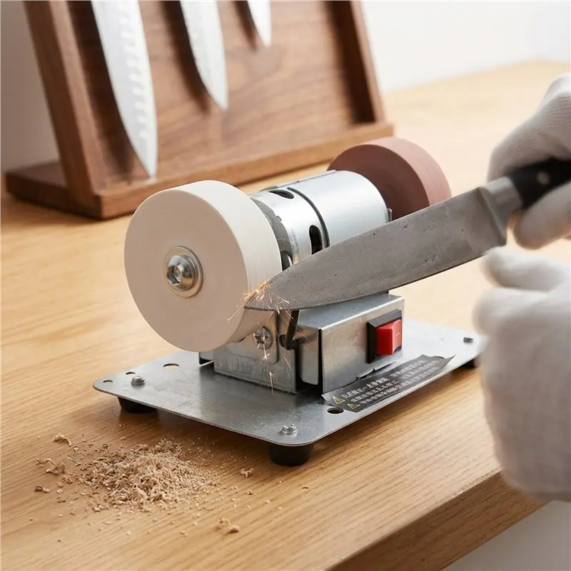 N96R Mini Electric Bench Grinder Mini Bench Grinder Small Polishing Machine Variable Rotation Regulation US Plug