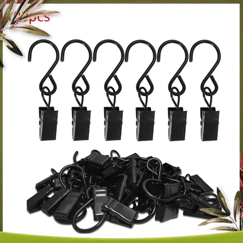 

Reliable-100Pcs Metal S Hooks Curtain Clips Hanging Party Lights Clip Hangers Photo Camping Outdoor Decoration Tents Clip