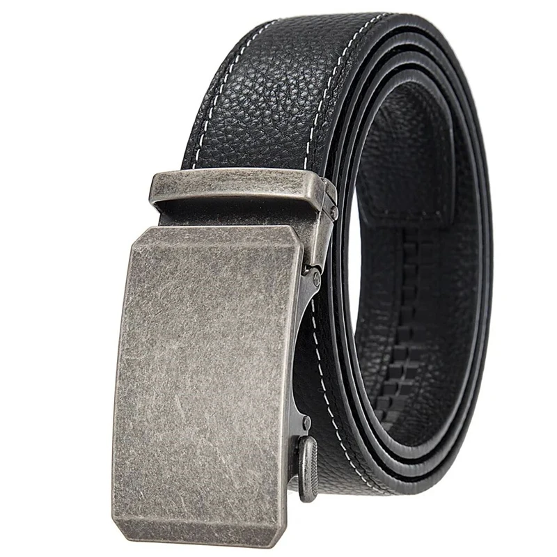 FLEXFIL الرجال حزام جلد البساطة المعدنية الأعمال موضة خمر العلامة التجارية الكلاسيكية الترفيه جلد البقر حزام الخصر الجينز الرجال حزام