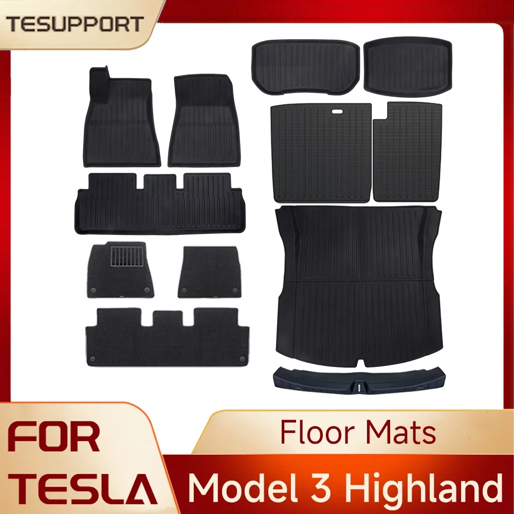 

Аксессуары для Tesla Model 3 Highland, напольные коврики, вкладыш для багажника, водонепроницаемый противоскользящий коврик для багажника, коврик из ТПЭ для Tesla Model 3 2024-2026