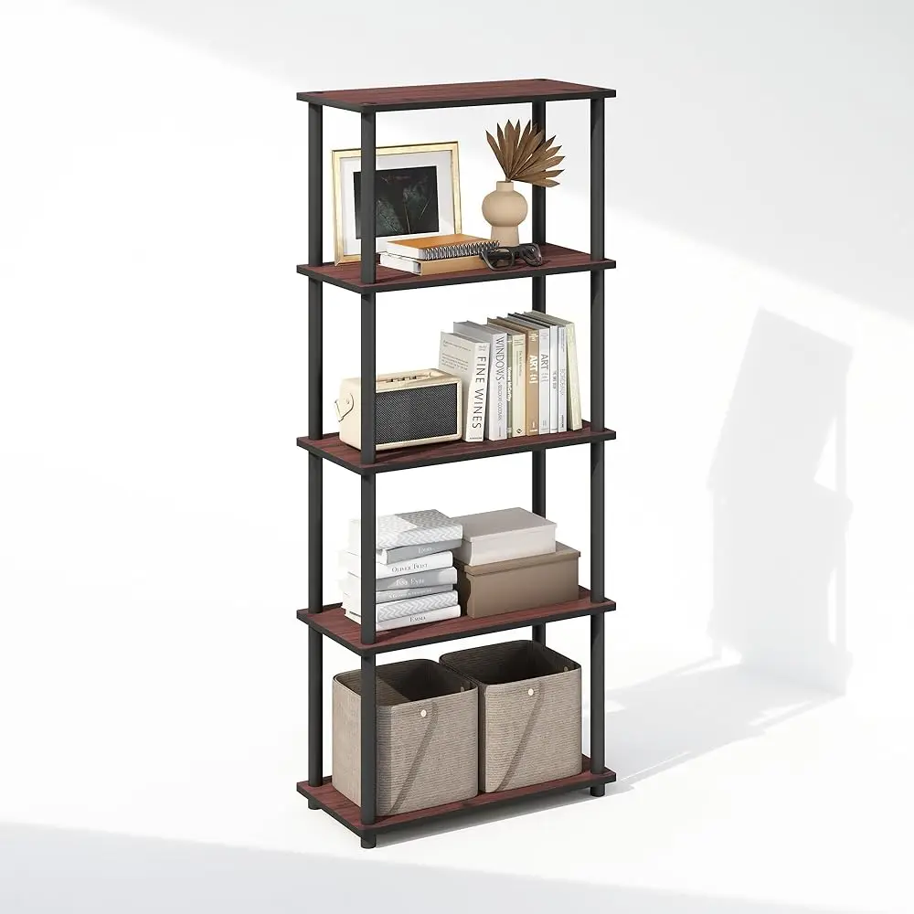 

Turn-N-Tube 5-Tier Multipurpose Compact Bookcase, Dark Cherry/Black