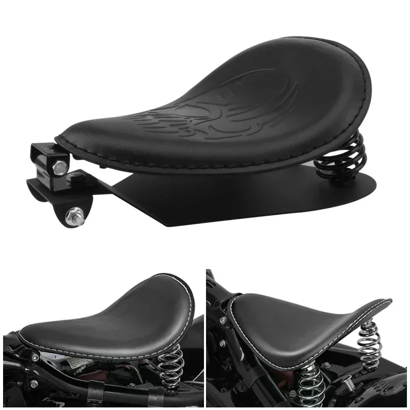 

Universal For Harley Sportster Softail Dyna Fatboy Bobber Motorcycle Retro PU Leather Solo Seat 3" Spring Swivel Bracket