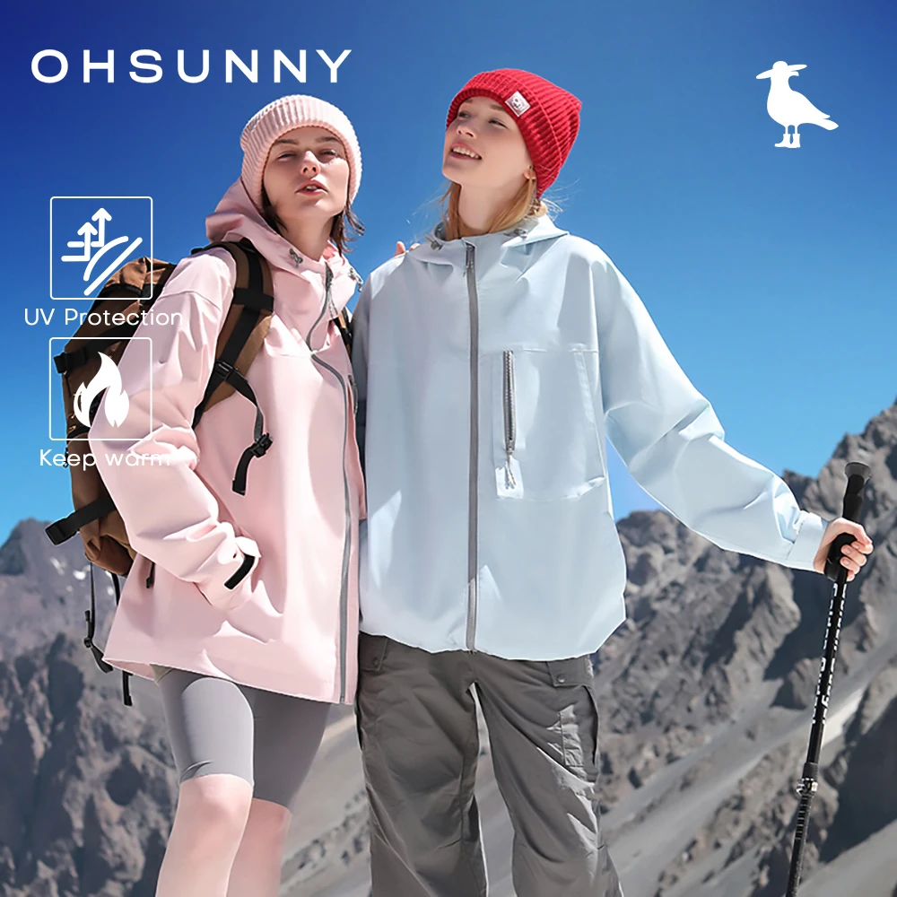 

OhSunny Hiking Jacket for Women Autumn Winter Soft Shell Outdoor Windproof Waterproof Warm Mountaineering Coat with Pockets