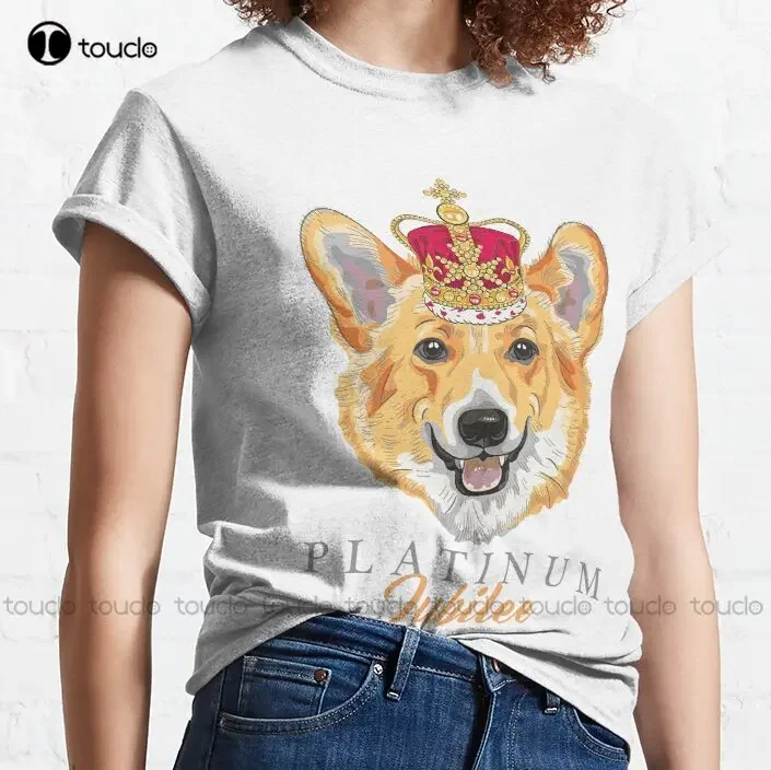 Queen'S Platinum Jubilee Corgi Dog Classic T-Shirt Shirts Men Custom Gift Breathable Cotton Fashion Tshirt Summer  Xs-5Xl Unisex