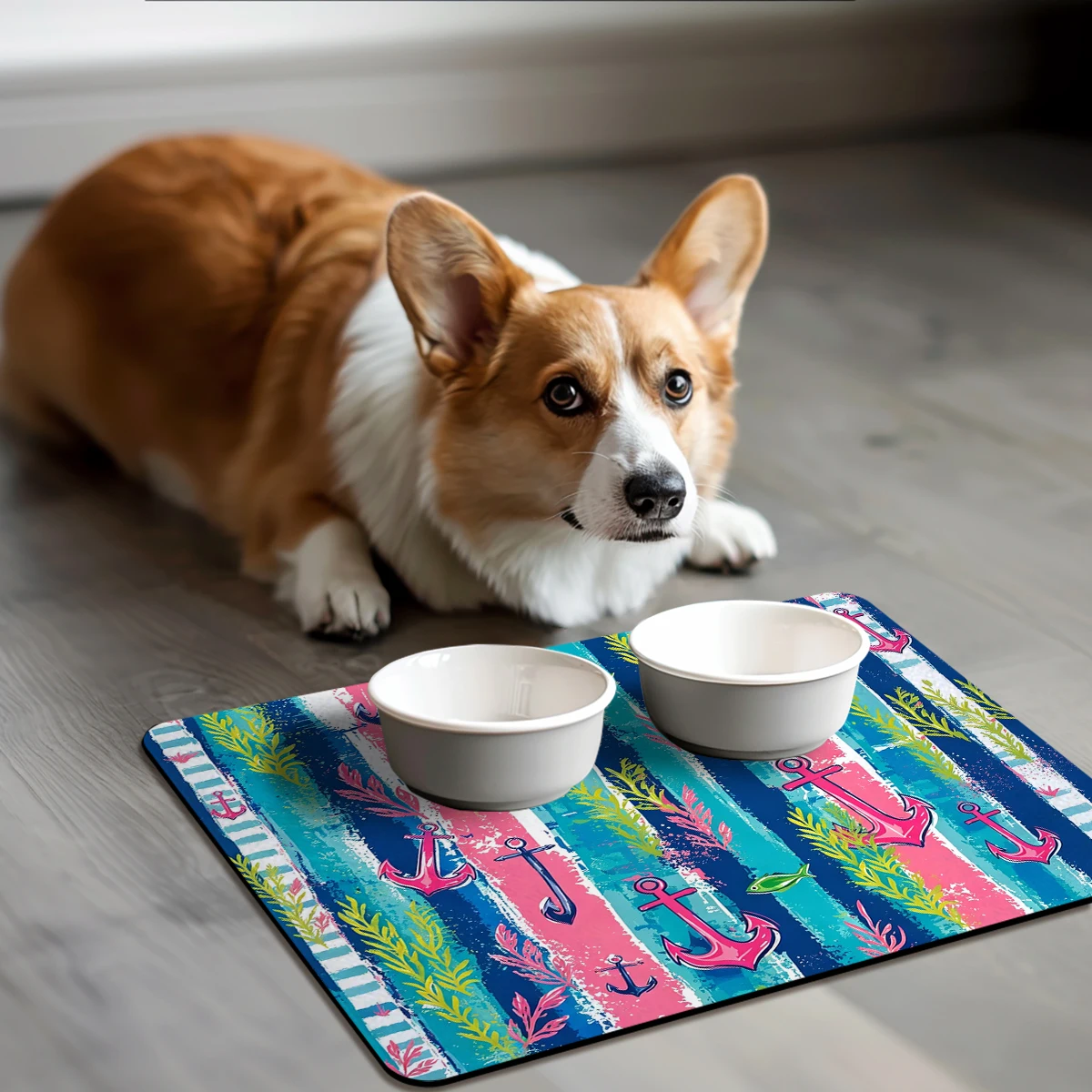 Vintage Ship & Wave Pattern Polyester Absorbent Mat - Stylish Decorative Mat for Home, Ideal for Entryway & Kitchen Use