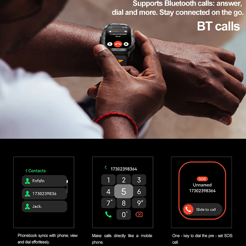 2025 neue GPS-Sport-Smartwatch für Herren, 2,13 Zoll Bildschirm, AMOLED-Taschenlampe, 580 mAh, große Batterie, Herzfrequenz, wasserdicht, BT-Anruf-Smartwatch