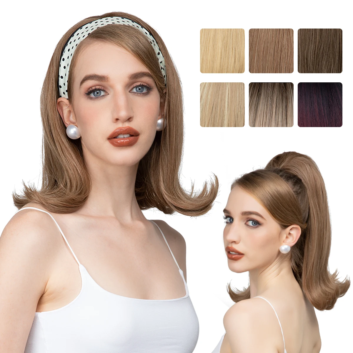 Synthetic Short Half Wig Female Brown Black Blonde Headband Cosplay Natural Heat Resistant Hair Wig for Women SARLA