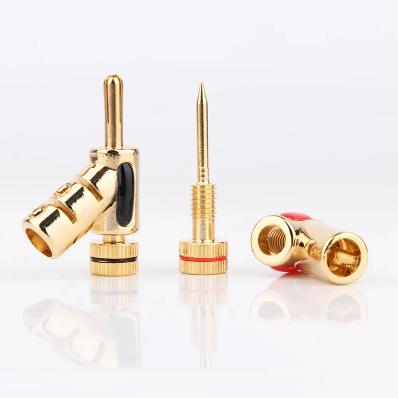 4/20/100Pcs High Performance 24K Gold Plated Audio Banana Connectors 45Dgree Locking Banana Plug for Speaker Cable