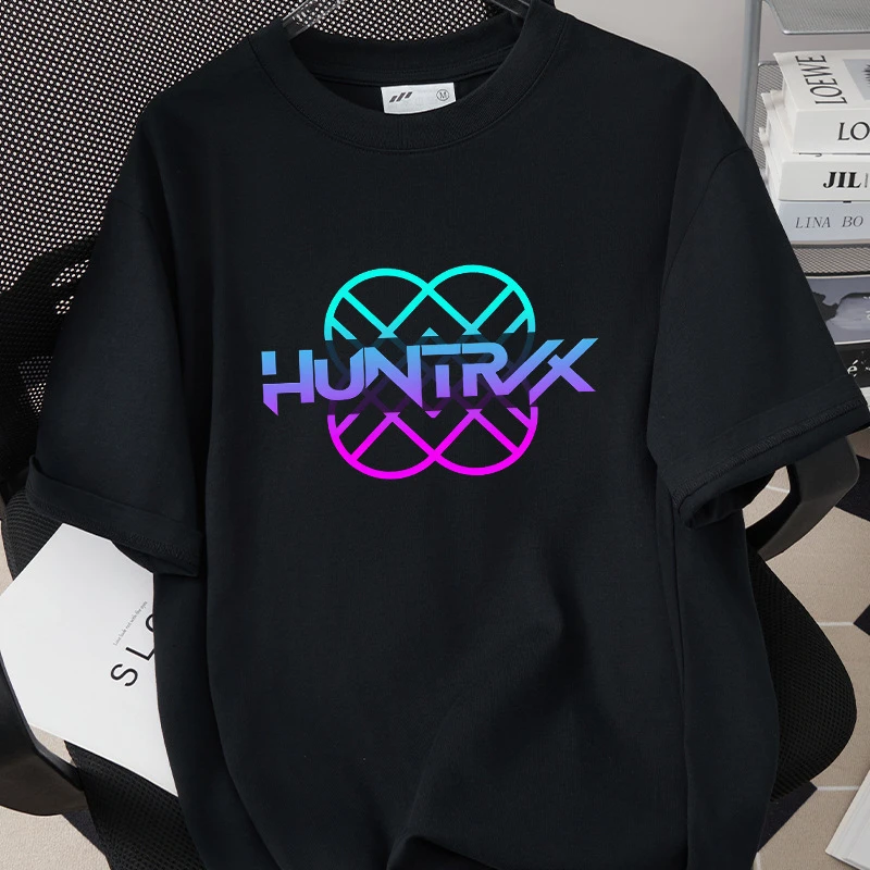 

KPop Demon Hunters Huntrix Мужская футболка с принтом, летняя хлопковая футболка с короткими рукавами для женщин, женская футболка с круглым вырезом, уличная одежда, топы