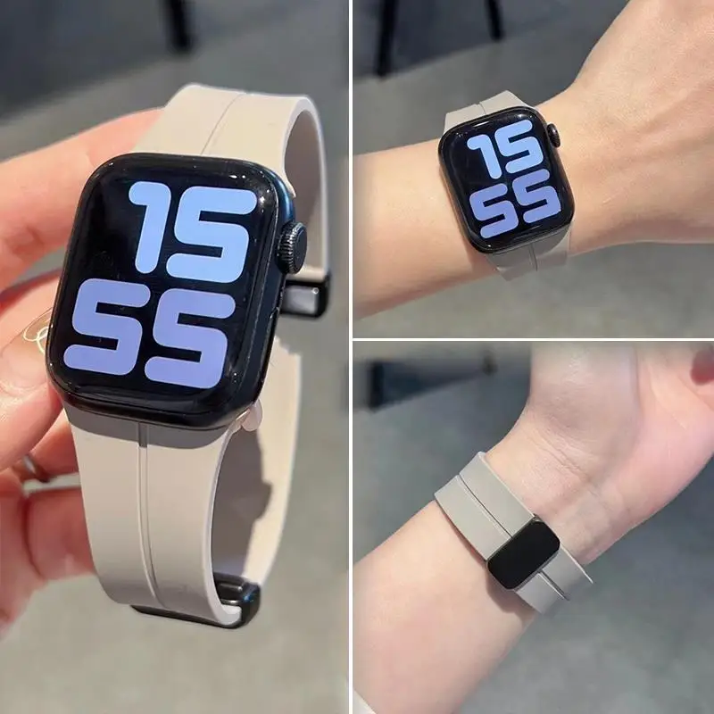Magnetarmband für Apple Watch Ultra 2 Band 49 mm 46 mm 44 mm 45 mm 41 mm 42 mm 38 mm 40 mm Silikonarmband iWatch Serie 10 9 7 8 se