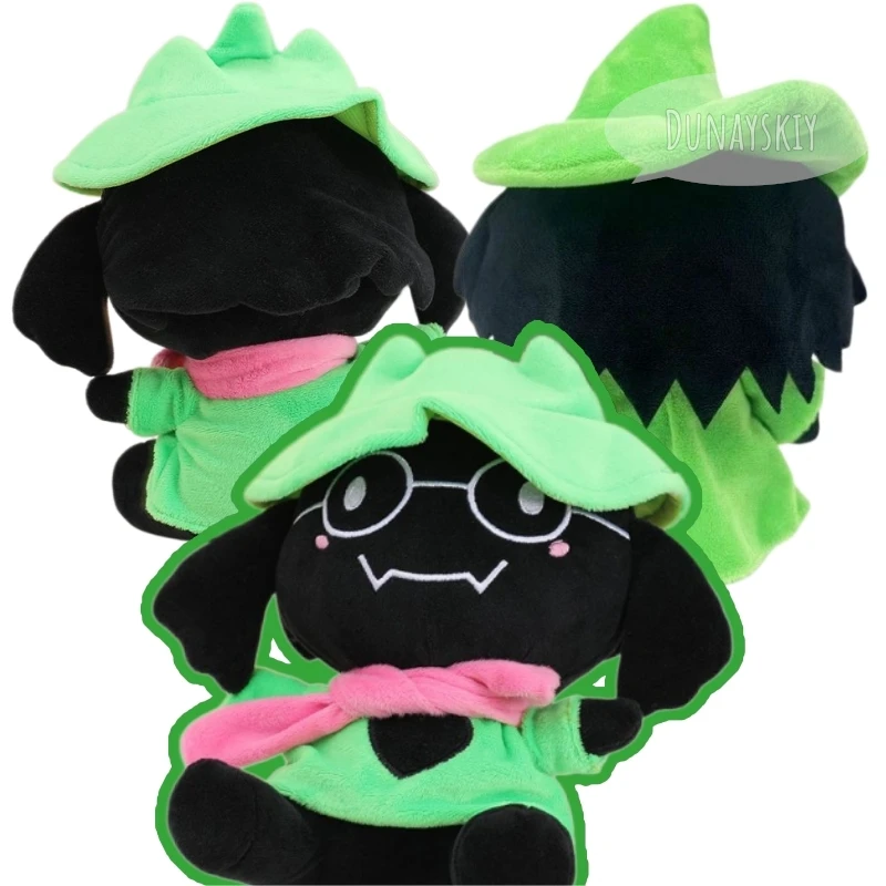 Deltarune Jevil Ralsei Sitting Standing Plush Set Ralsei Green Witch Hat Pink Scarf Plush Jevil Jester Clown Stuffed Halloween