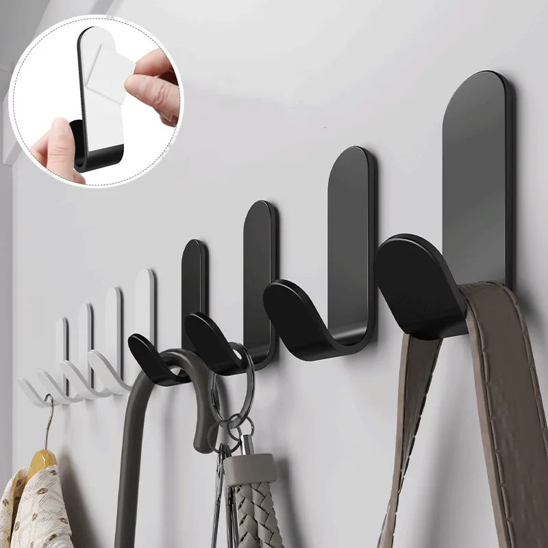 Self Adhesive Strong Wall Organizer Hook Behind Door Key Cloth Hanger Hook Bathroom Towel Holder Rack Kitchen Home Organizer